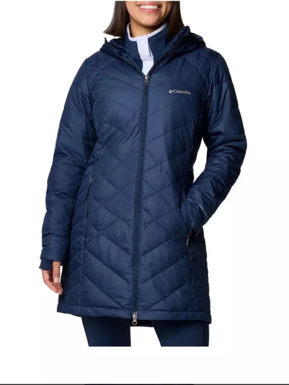 Columbia Deep Blue Quilted OmniHeat Hooded Coat